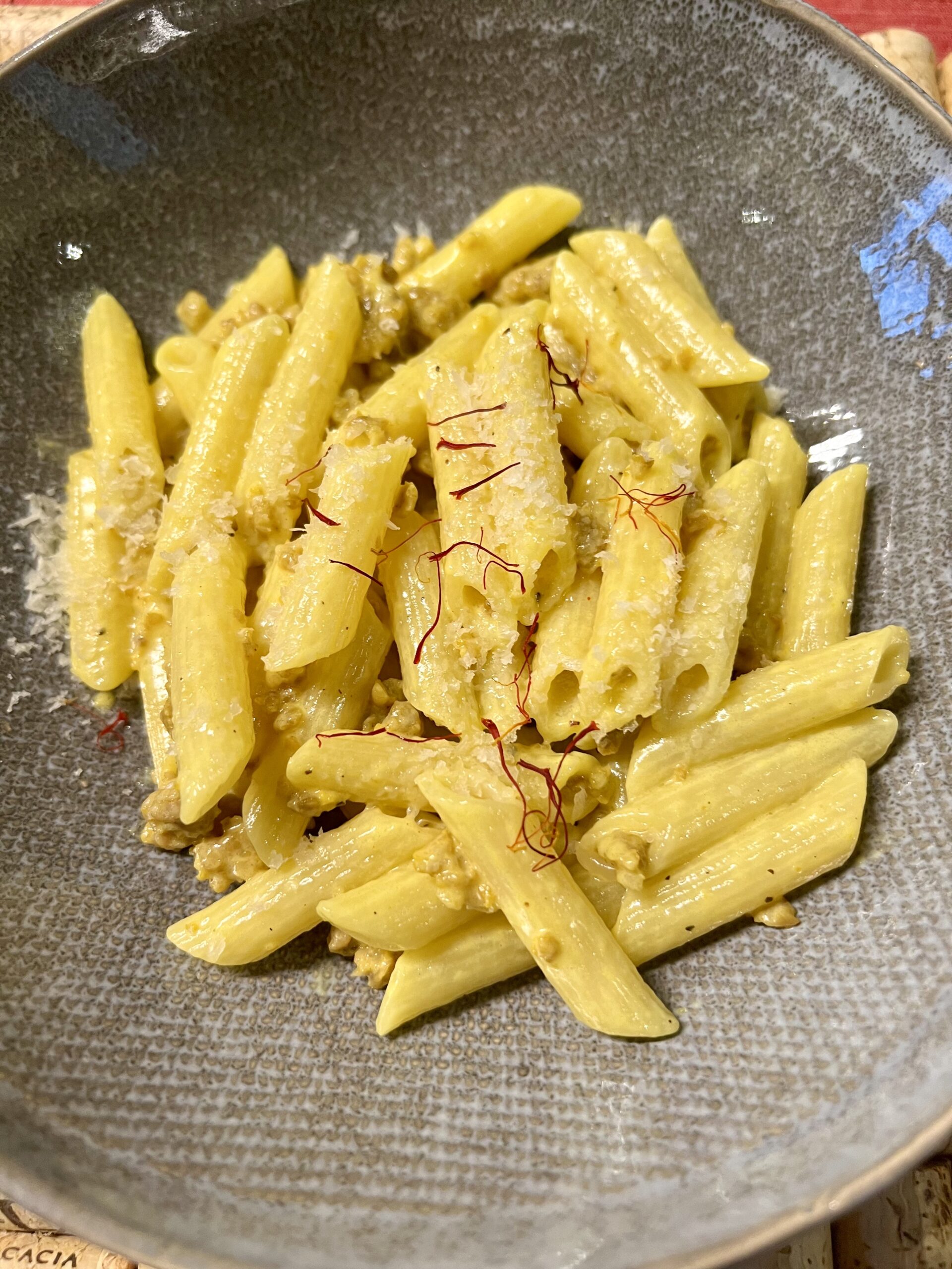 Penne with Sausage and Saffron